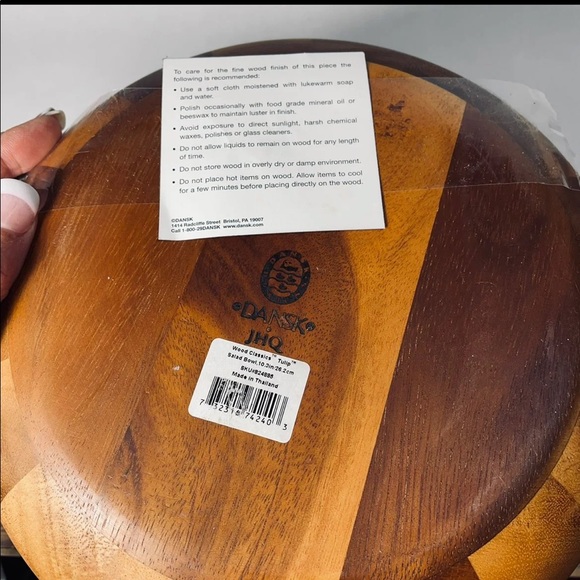 Dansk teakwood large serving bowl tulip new - Picture 7 of 16